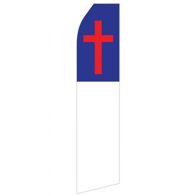 Blue White and Red Cross Econo Stock Flag