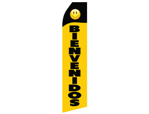 Black Yellow Bienvenidos Econo Stock Flag