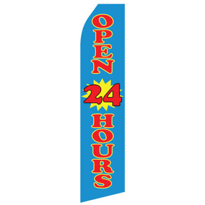 Blue Open 24 Hours Econo Stock Flag