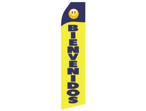 Blue Yellow Bienvenidos Econo Stock Flag